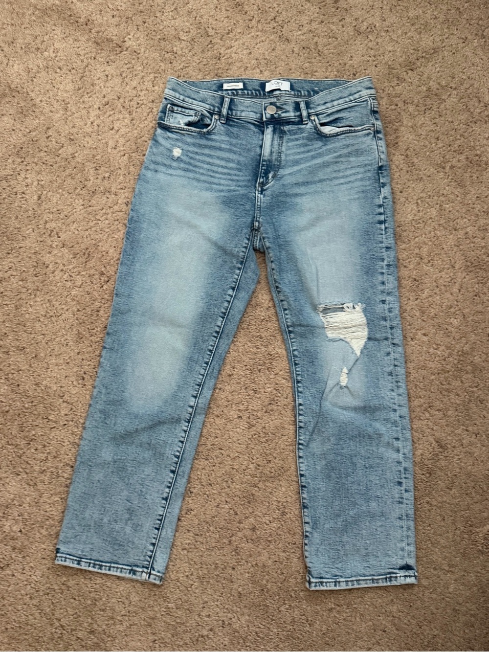 LOFT Light Blue Distressed Boyfriend Jeans